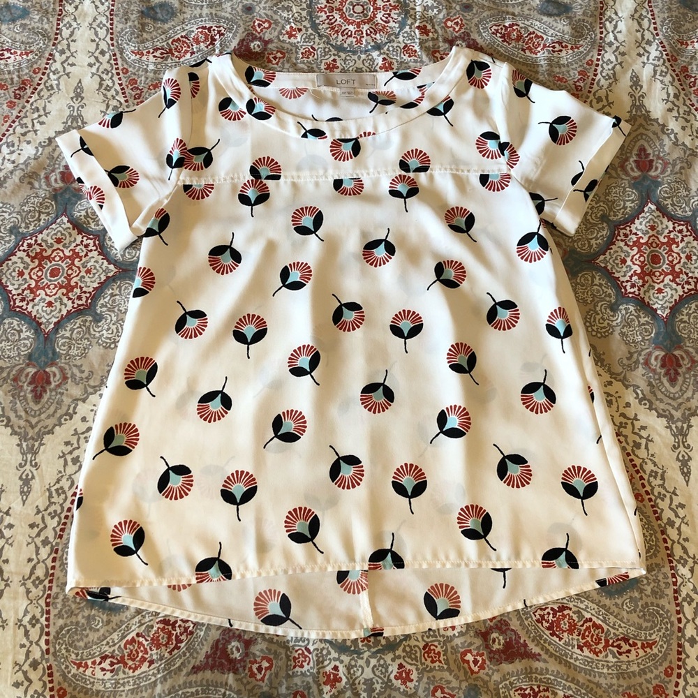 LOFT XXSP flowy short sleeve blouse